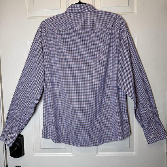 UNTUCKit Men’s Medium Blue & Red Plaid Relaxed Fit Long Sleeve Button Down Shirt - Picture 2 of 4